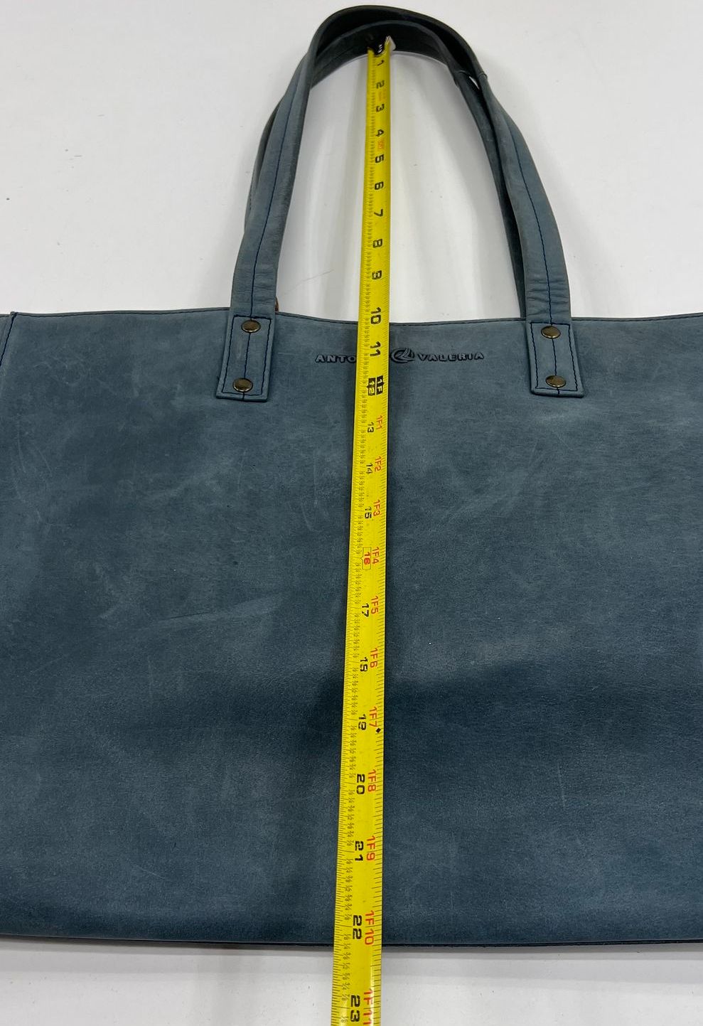 Women's Genuine Leather Brown Buckle Bucket Bag & Blue Shoulder Tot Purse Lot