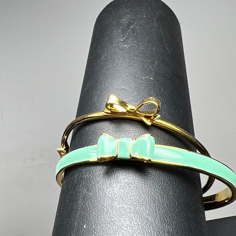 2 Kate Spade Gold & Turquoise tones Bow Bracelets 1 NWT