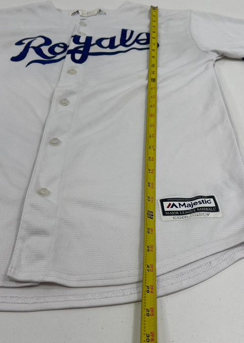 Majestic KC Royals White Blue Cool Base MLB Baseball Jersey Youth XL (18-20)