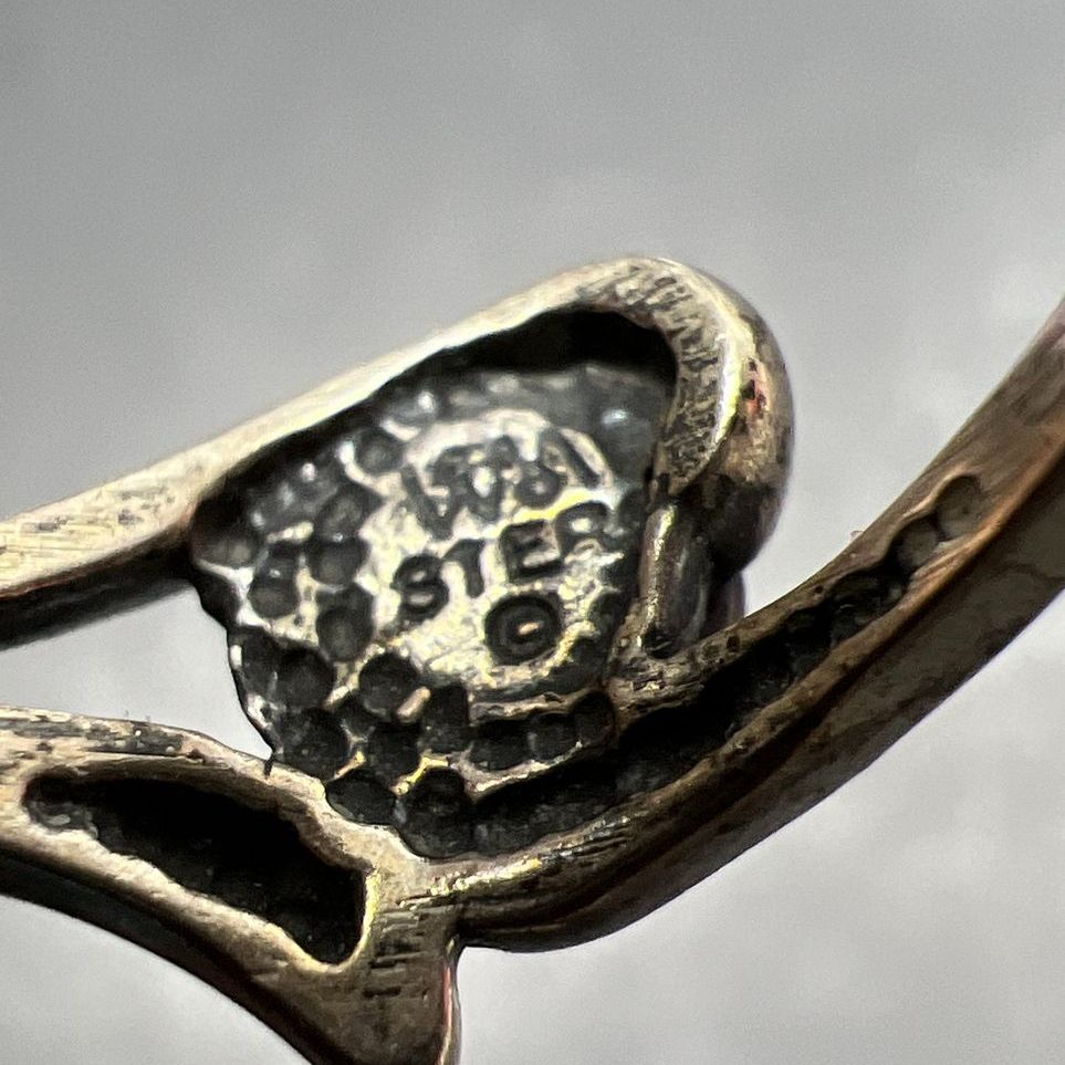 Wheeler Mfg Co Sterling Silver Grey Heart Stone Ring Size 5 2.6g