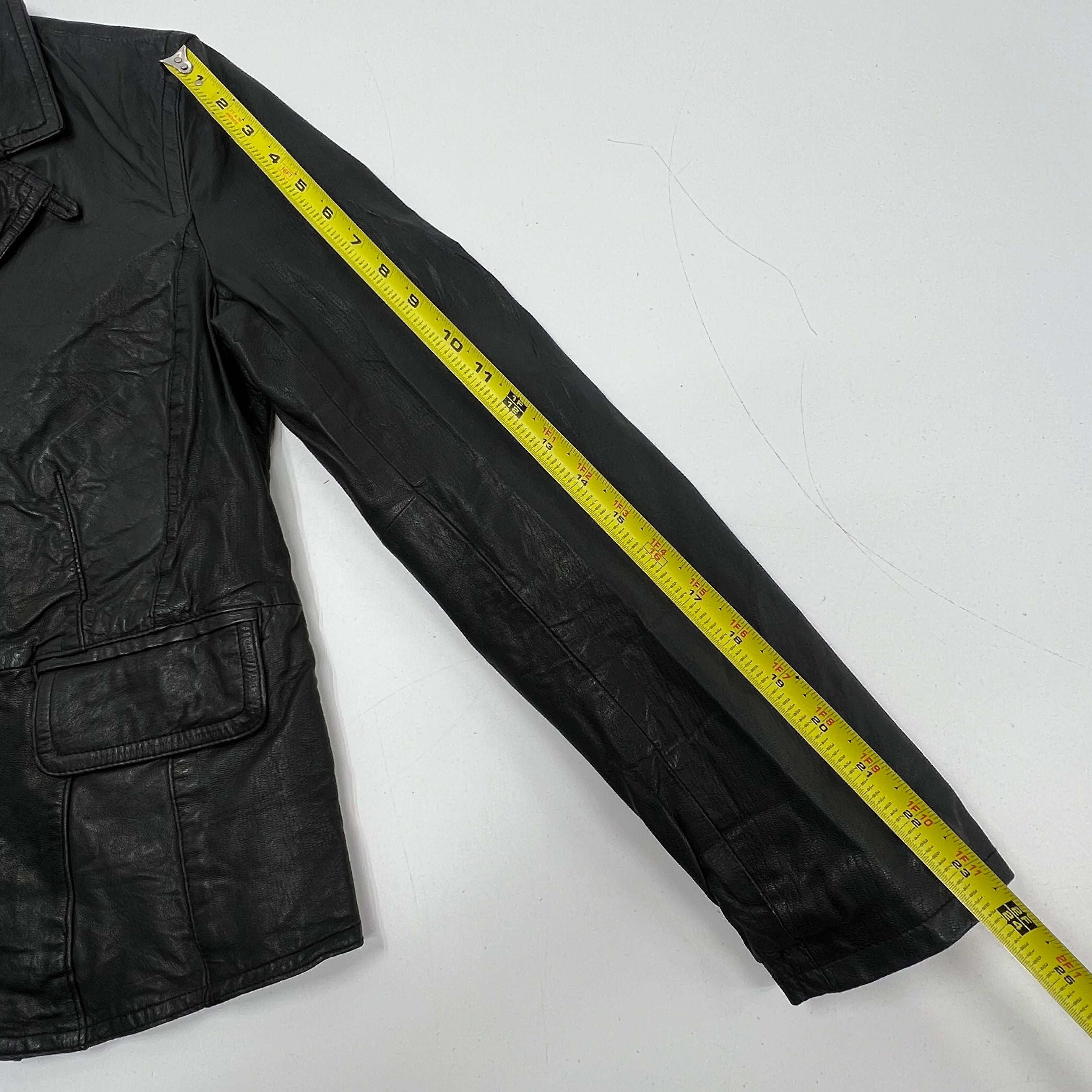Vintage Y2K Old Navy Black Leather Blazer Floral Lined Jacket Womens M