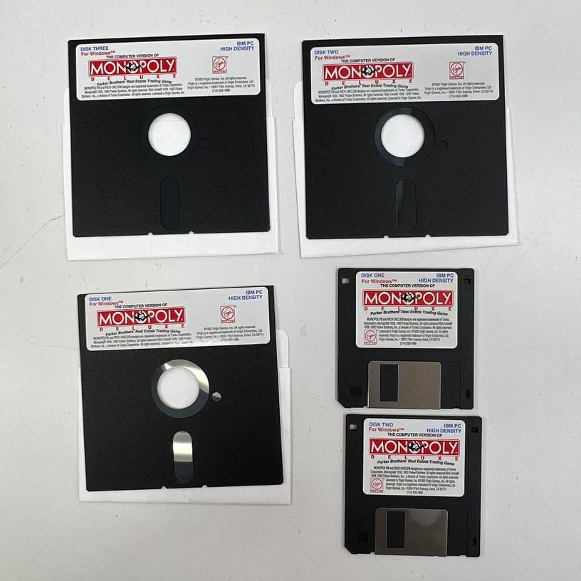 Vintage 1992 Monopoly Deluxe PC Big Box Game Windows 3.5 5.25 Floppy Disks