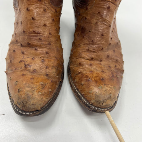Justin 8925 Full Quill Ostrich Leather Western Cowboy Boots Men's Size 7.5D