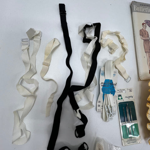 Vintage Sewing Lot Butterick Patterns Bondex Patches Boye Needles Notions