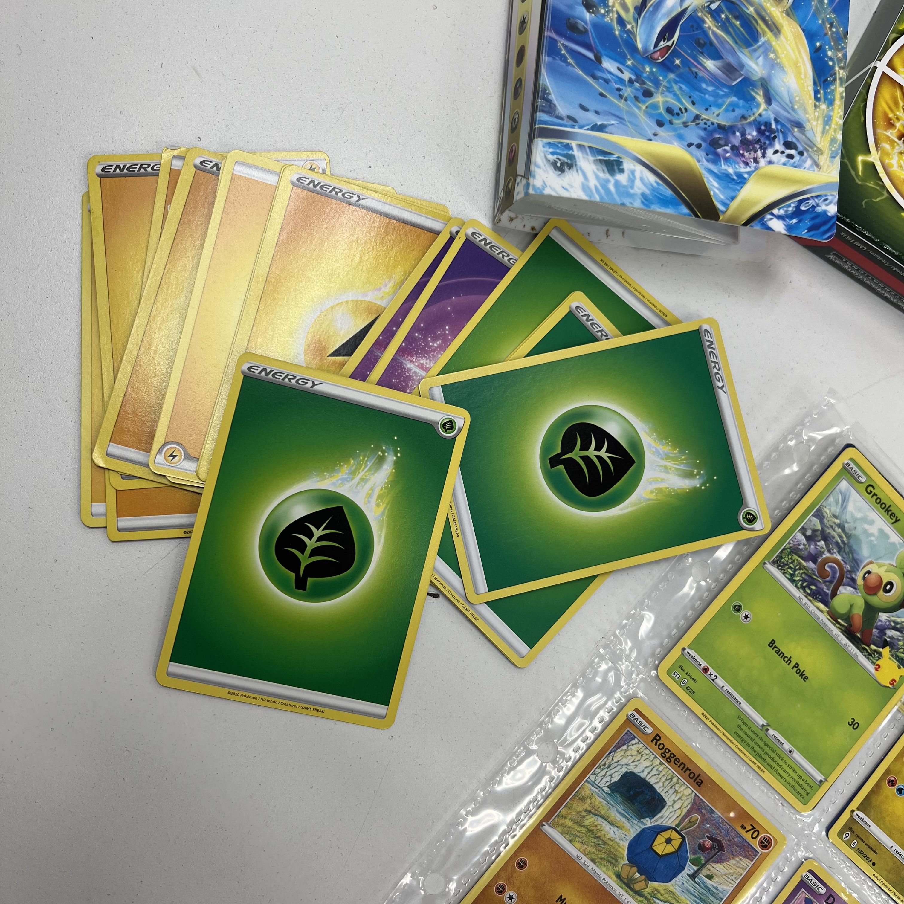 Pokemon Card Lot Modern Holo Hoopa V with 2 Tins Collector Chest & Binder