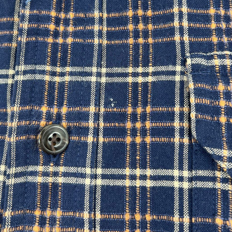 Men's LL Bean Blue Orange Plaid Long Sleeve Button Up Cotton Shirt - Size XLT