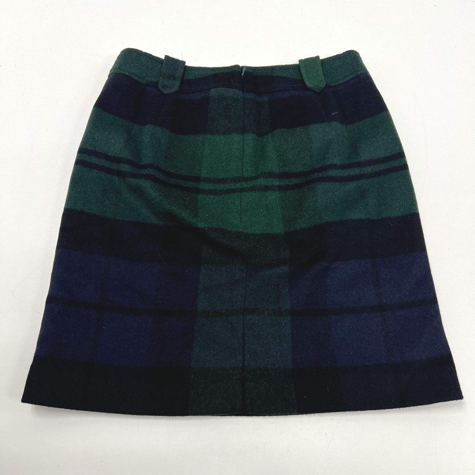 NWT Talbots Green Blue Black Watch Plaid Wool Blend A-Line Skirt Women's Size 8