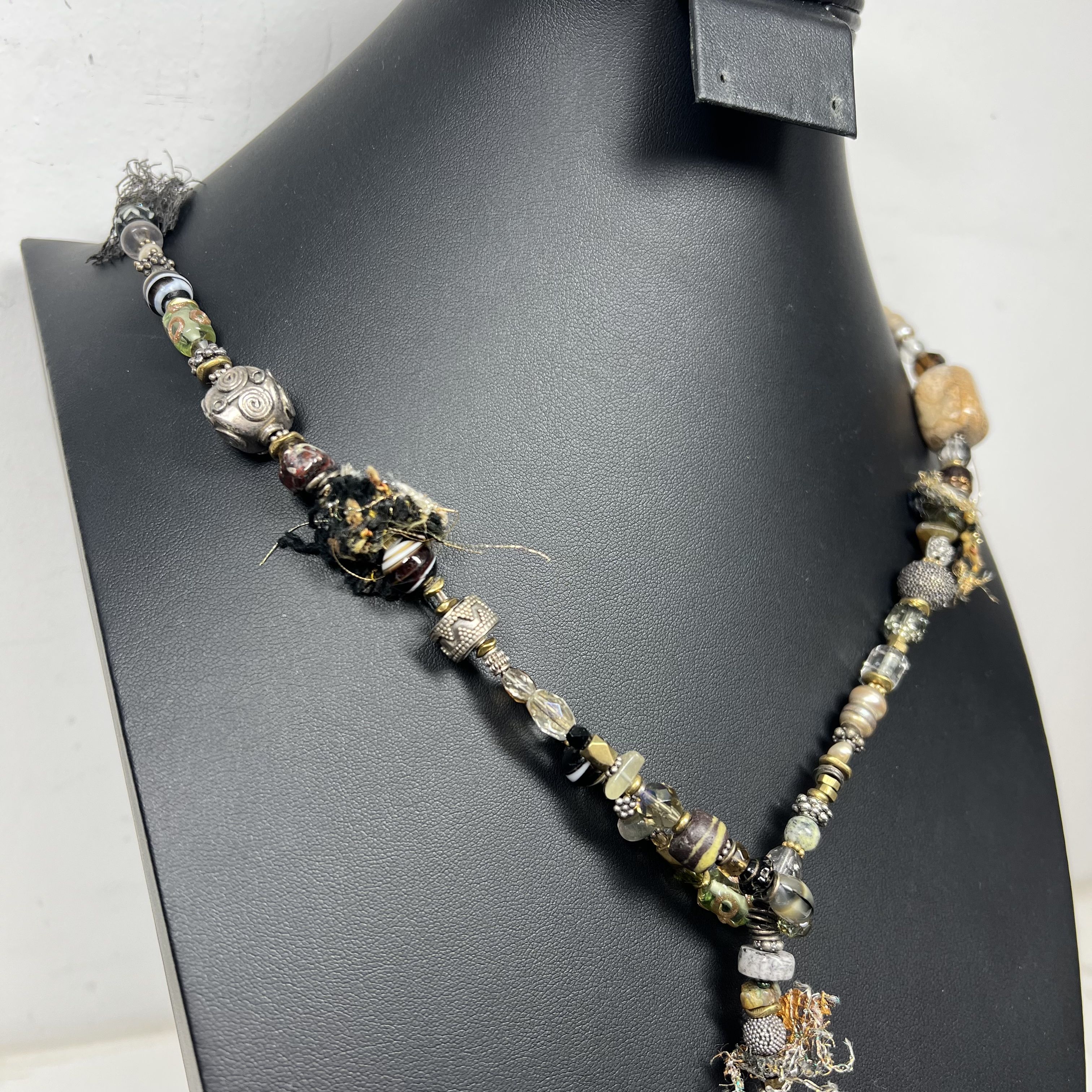 Handcrafted Earthy Tone Stone Beaded Necklace