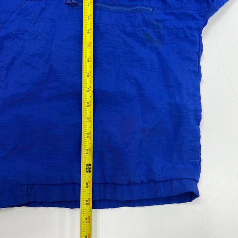 Vintage 90s Adidas Blue Trefoil Logo Hooded Windbreaker Jacket Men's XL
