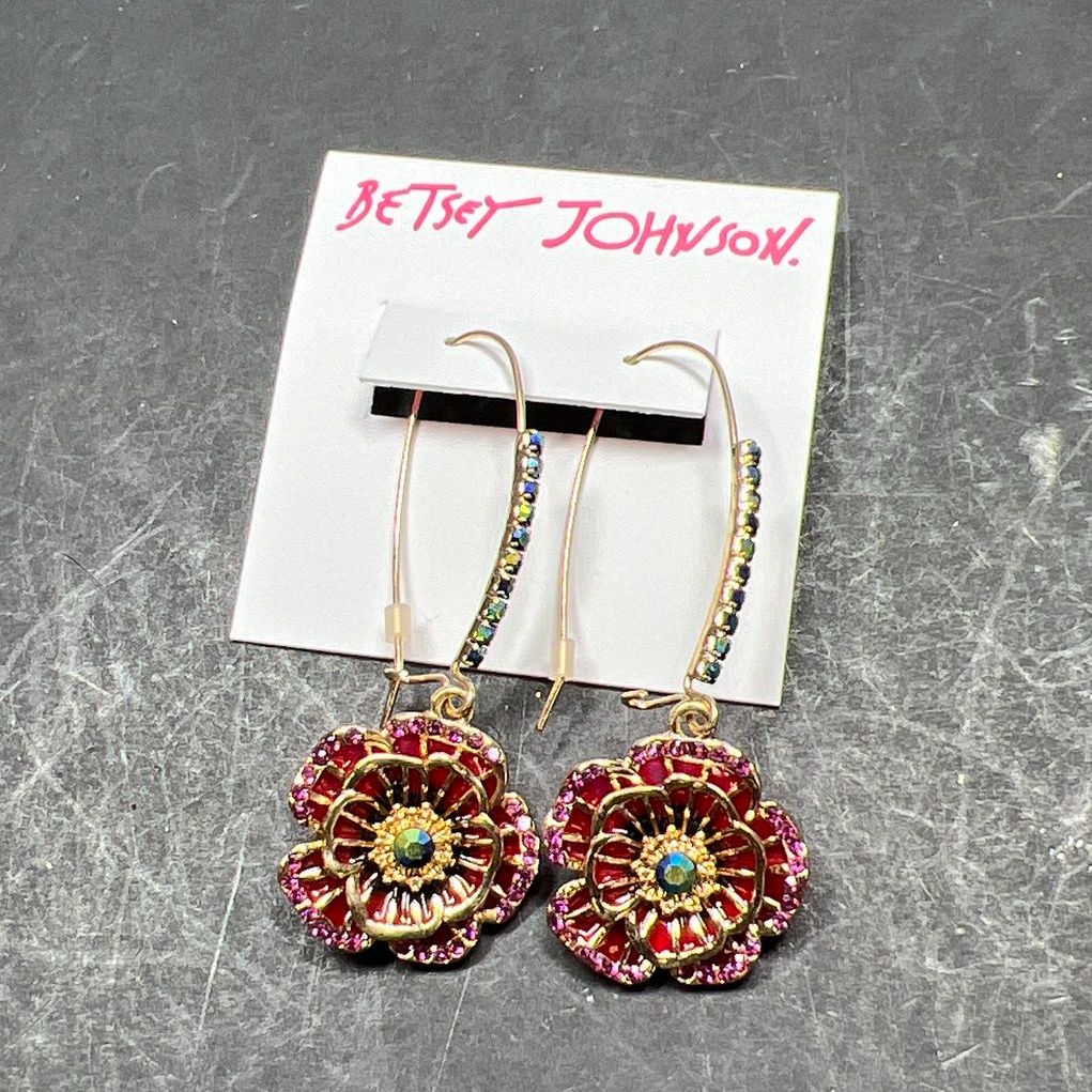 Betsey Johnson Red tones Flower Earrings NWT