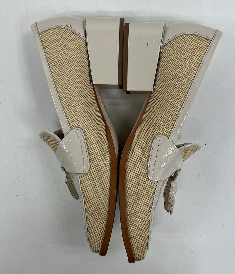 Donald Pliner Natural Woven Tassel Block Heel Loafers Womens Size 10