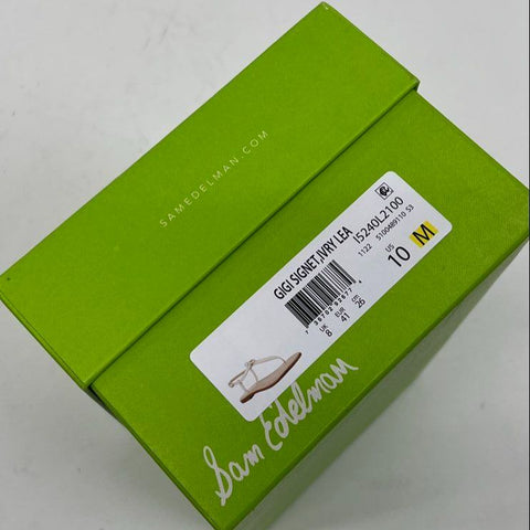 Sam Edelman Gigi Signet Ivory Leather T-Strap Thong Sandals Women's Size 10 M