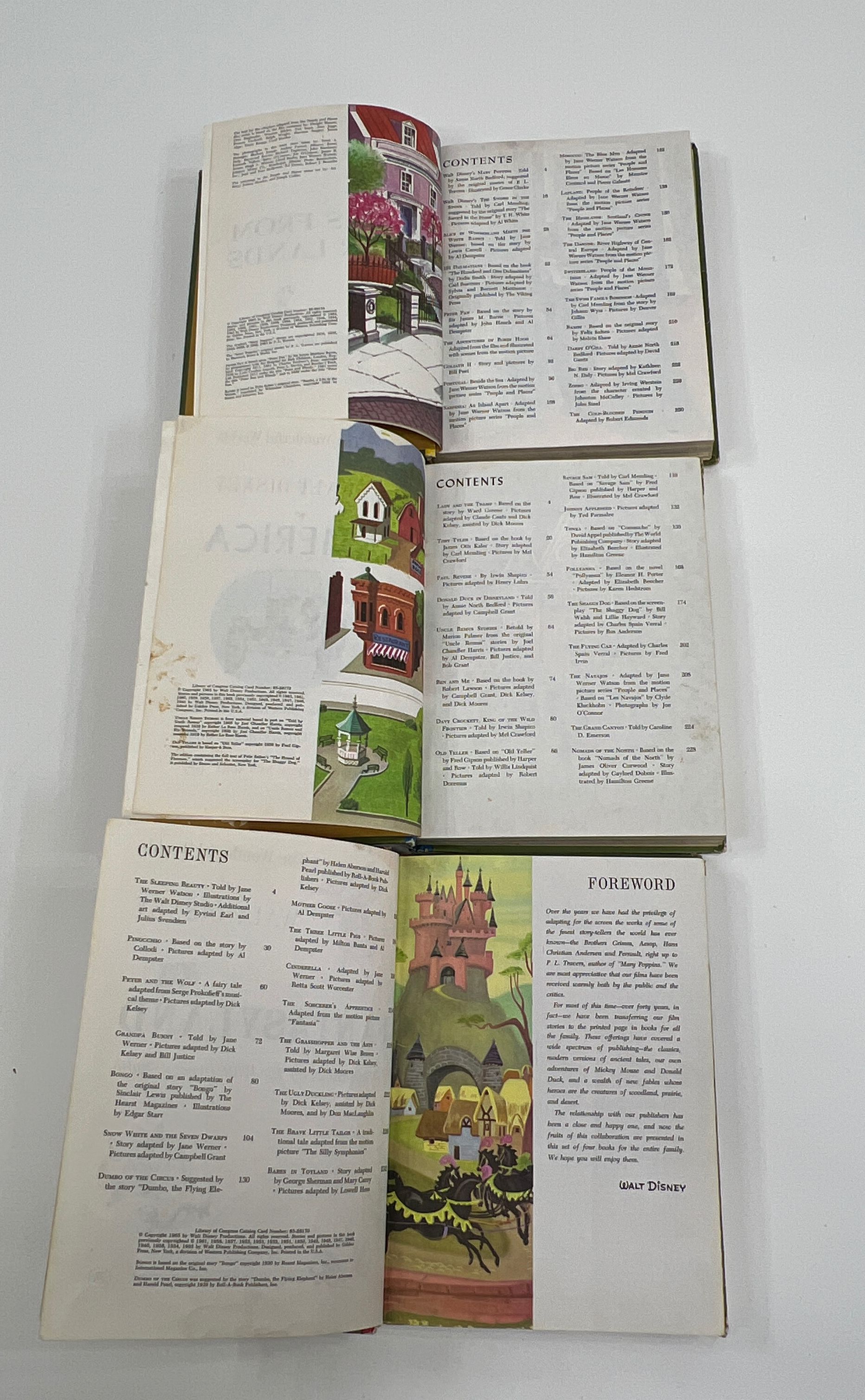 Disney Vintage 3 Book Set Fantasyland America Stories From other Lands c1965
