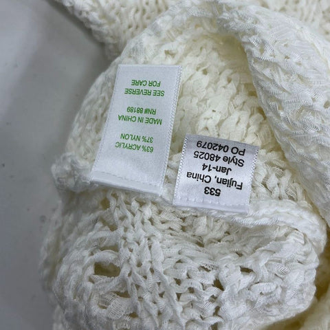 Lilly Pulitzer White Brenton Fringed Open Knit Sweater Women's Large