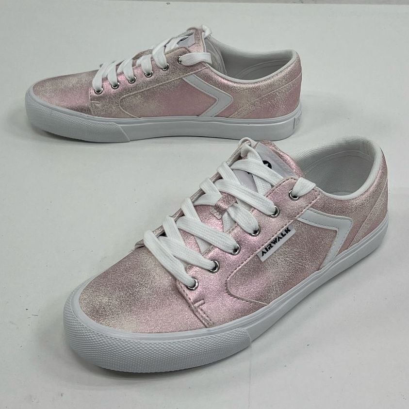 NIB Airwalk Race Pink Sparkle Metallic Lace Up Sneakers Shoes Women's Size 9.5