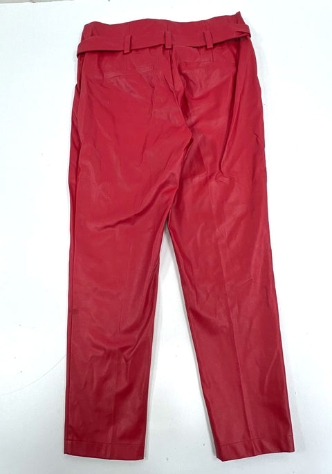 NWT NY&C Red Faux Leather Tie Neck Pant Suit Set Women's M Top 10 Pants