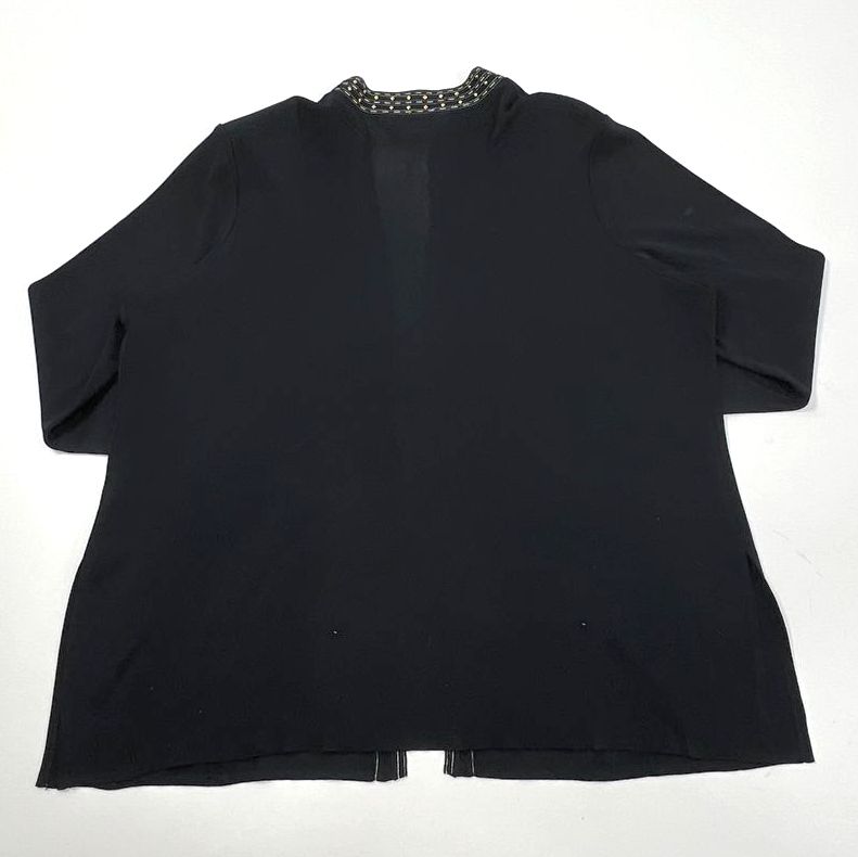 Women's Ming Wang Black Knit Studded Accent Long Sleeve Jacket - Size XL