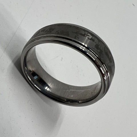 Tungsten Carbide Deer Forest Hunting Scene Wedding Band Ring Size 11