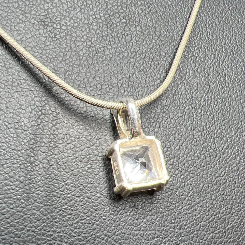 Sterling Silver Rhinestone Pendant Necklace