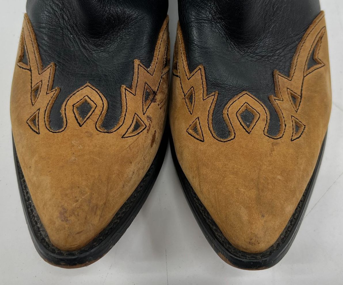Women's Durango Black & Brown Genuine Leather Western Pull On Boots Size 10M