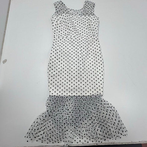 Simona Maghen NWT Muse White Black Polka Dot Mermaid Dress Women's 6
