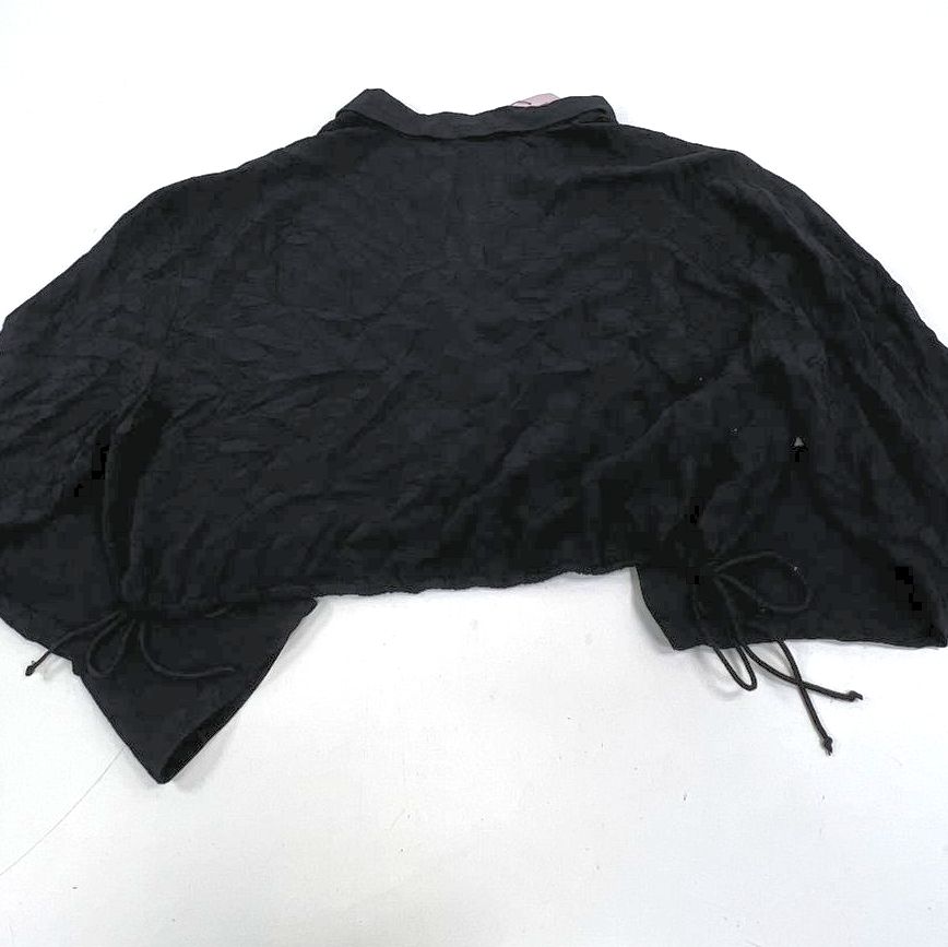 Savage X Fenty Black Textured Button Front Crop Top Womens XL NWT