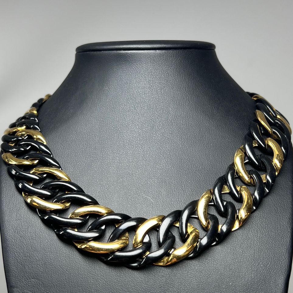 Napier Gold and Black Chain Link Necklace
