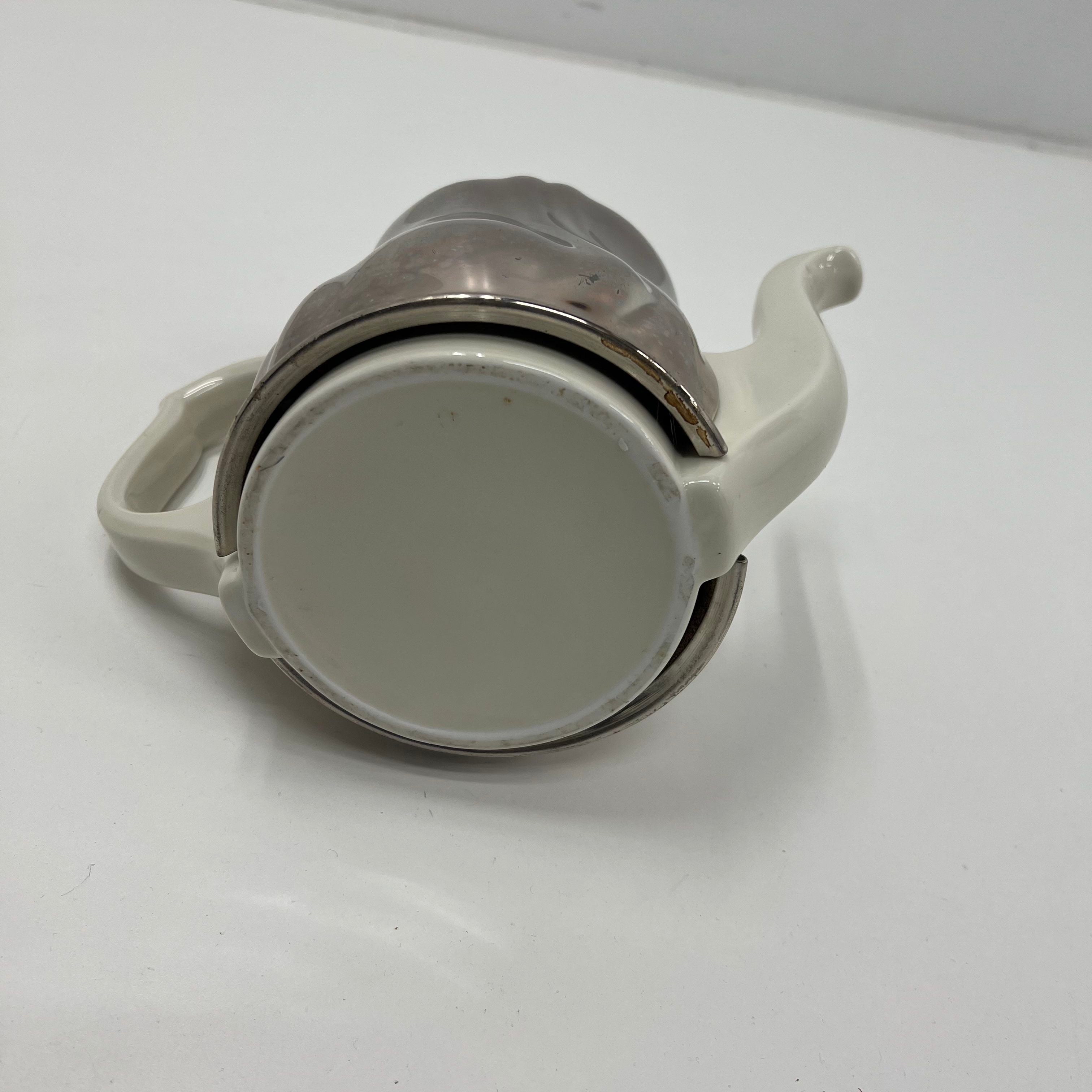 Vintage Porcelain Teapot with Insulated Silverplated Metal Cover