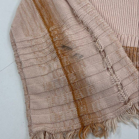 Free People So Low So High Beige Striped Ribbed Knit Bell Sleeve Sweater Womens