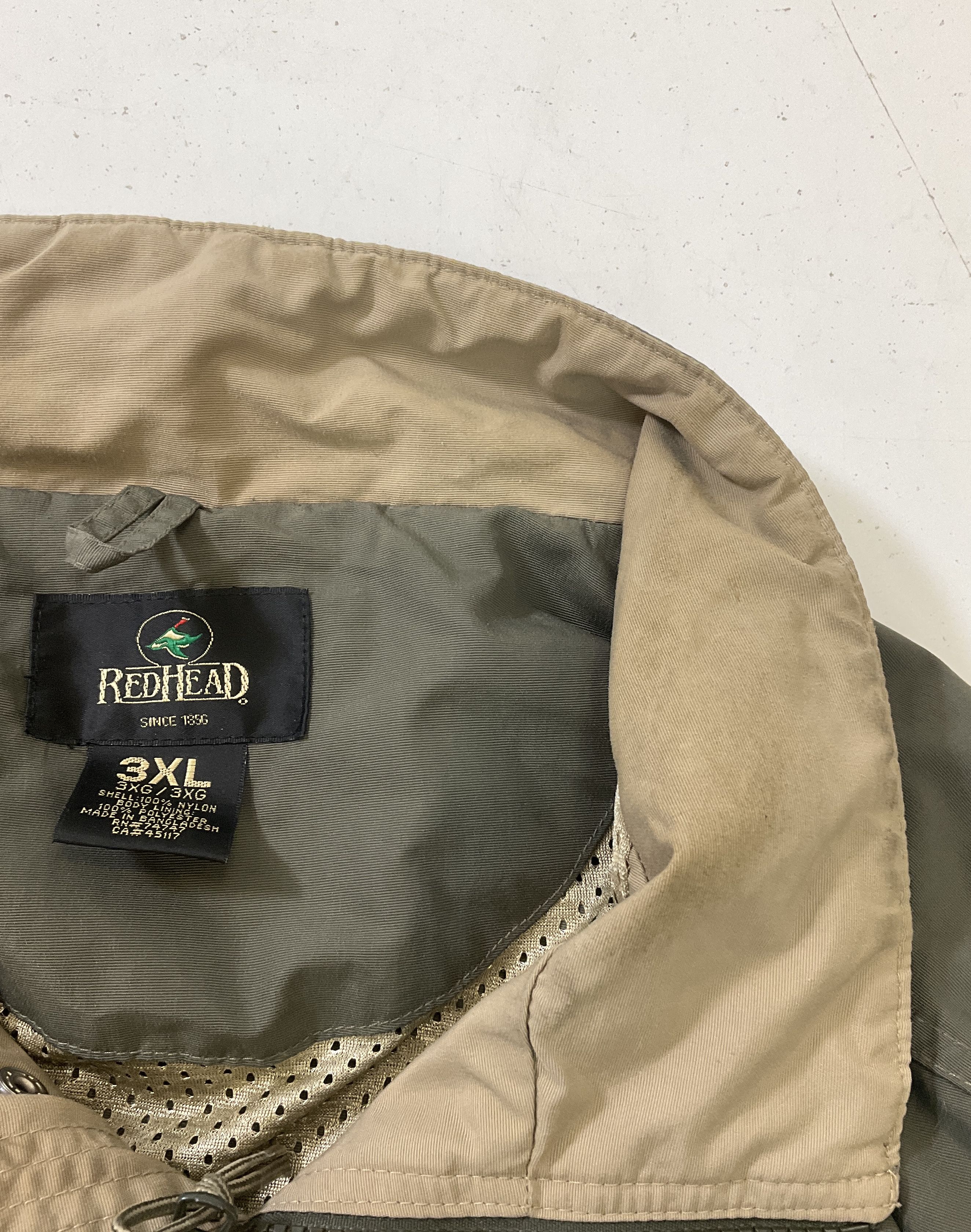 Vintage Red Head Men's Olive Green Jacket Zip & Snap Multi Pocket Size 3XL
