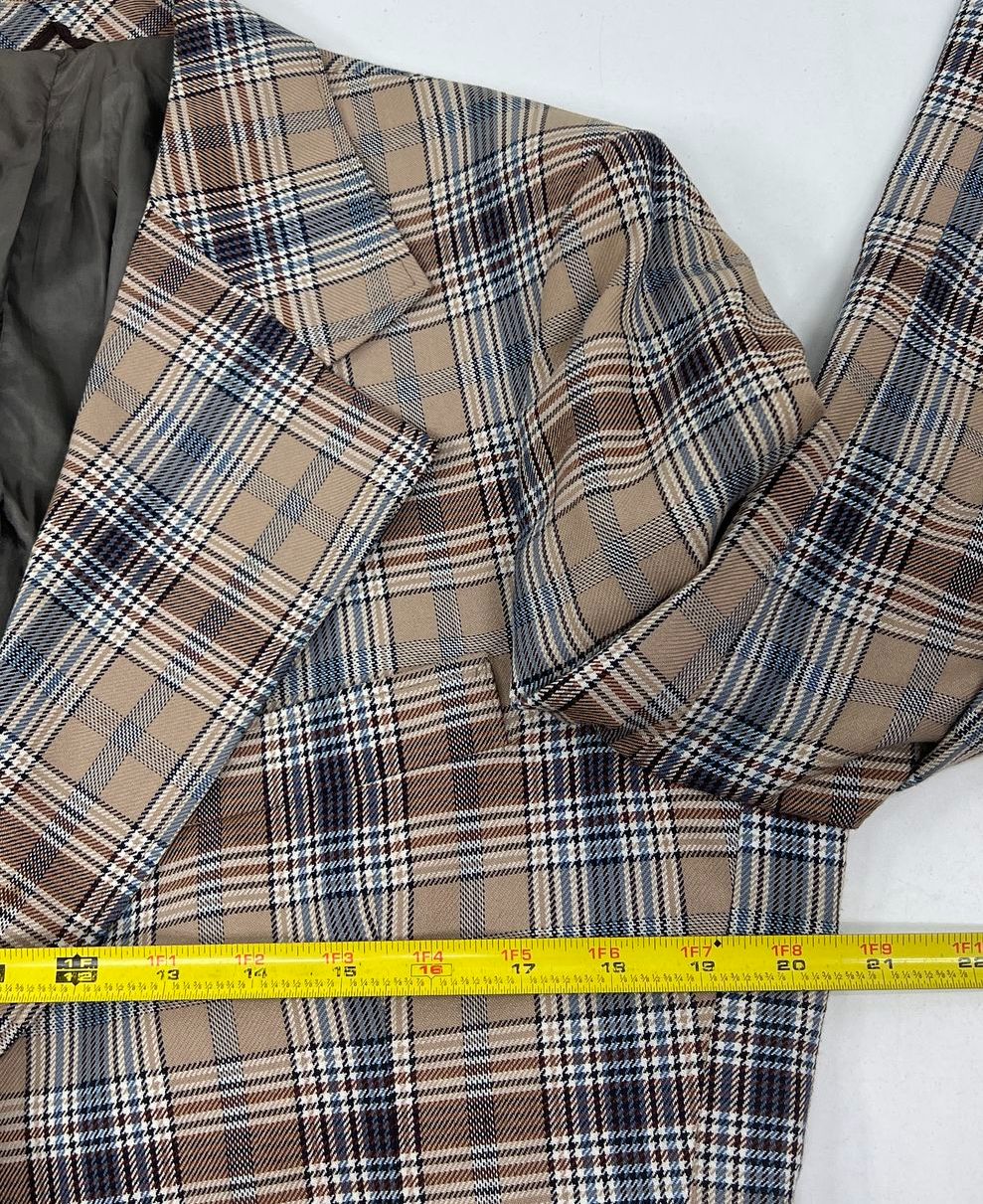 Vintage 1970s h.i.s. Mens Plaid Double Breasted Sport Coat Blazer Jacket Sz L