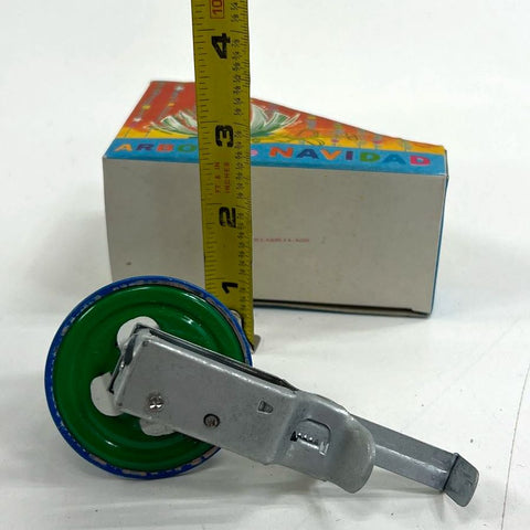 Vintage 1975 Shackman Santa Spinner Tin Litho Christmas Tree Toy Molto Box