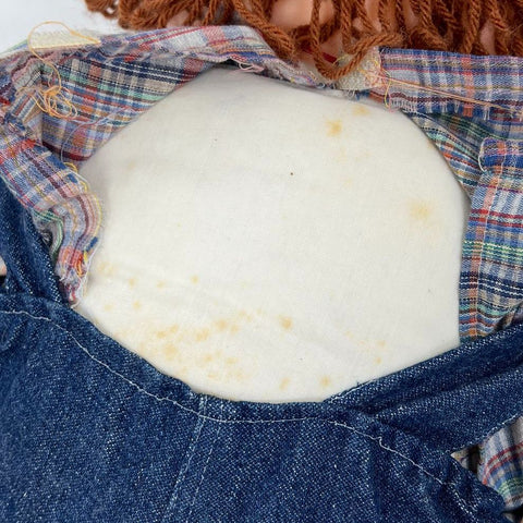 Vintage House of Loyd Style Dolls Lot of 2 Yarn Hair Boy Denim Overalls 1980s