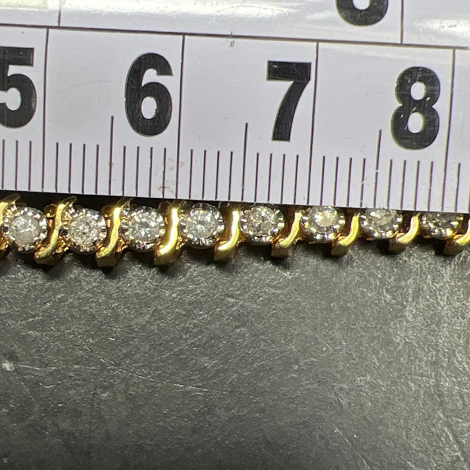 14K Yellow Gold Diamond and Sapphire Tennis Bracelet 10.16g