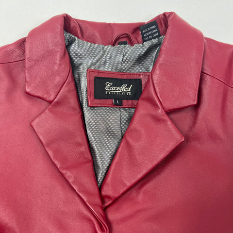 Vintage Y2K Excelled Collection Red Leather Blazer Jacket Womens Large