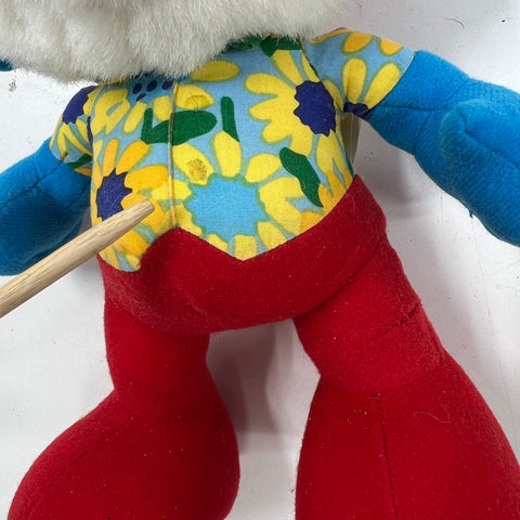 Vintage Smurfs Papa Smurf & Smurfette Plush Figure Toy Lot Wallace Berrie Style