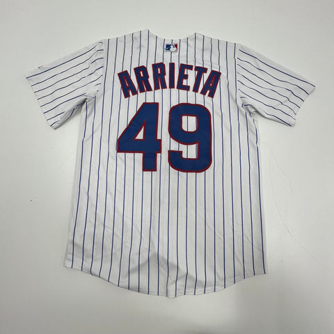 Majestic Chicago Cubs Jake Arrieta #49 Pinstripe MLB Baseball Jersey Sz M
