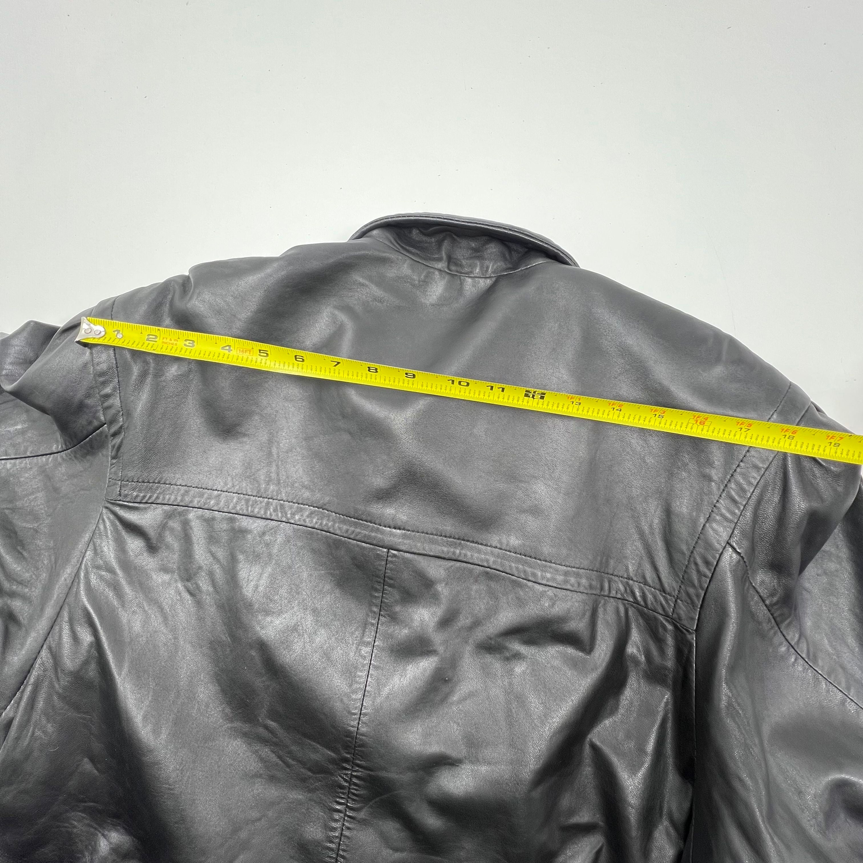 Vintage 80s Jacqueline Ferrari Black Leather Toggle Trench Coat Jacket Womens M