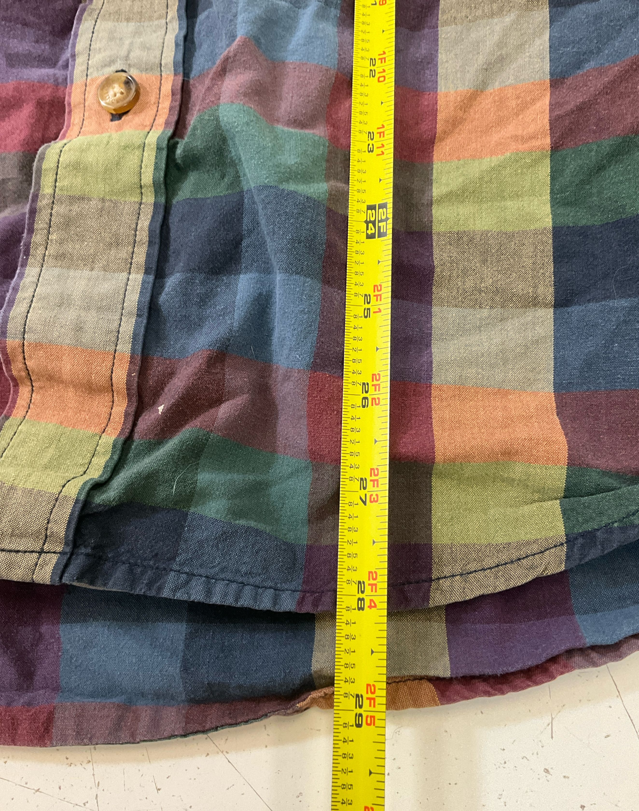 Orvis Men's Multicolor Check Short Sleeve Button Up Cotton Shirt Size Medium