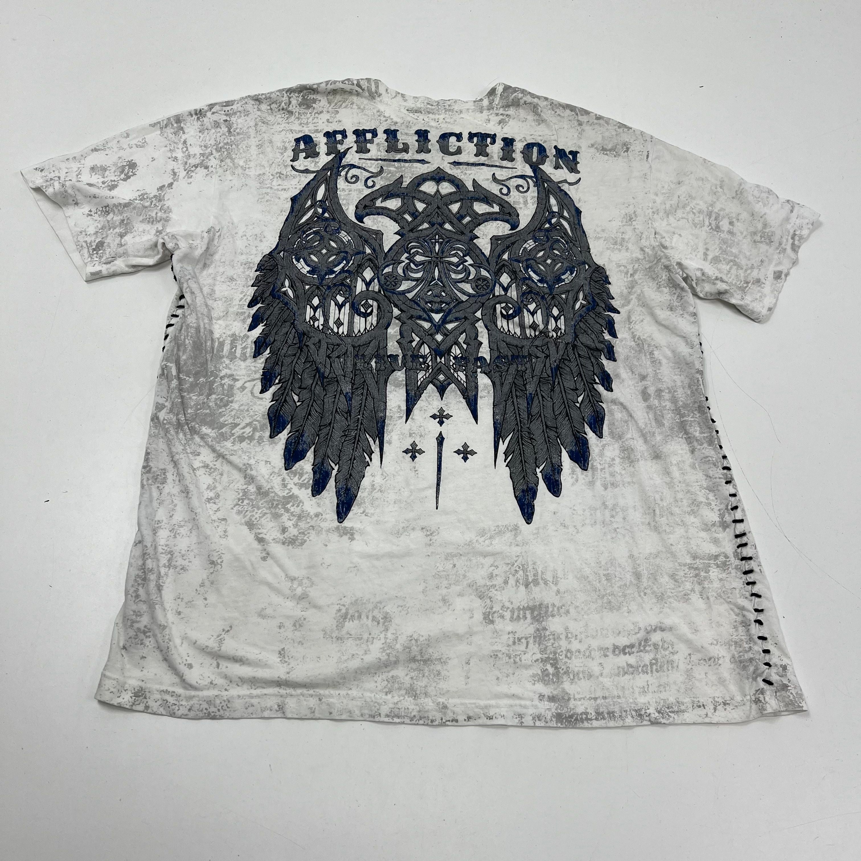 Vintage Y2K Affliction T-Shirt Lot of 2 Winged Tiger Live Fast Sz XL 2XL