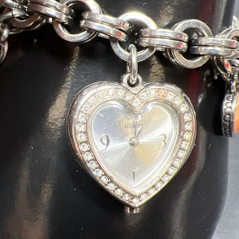 Guess Shoe Bag Charm Bracelet Heart Watch New Battery