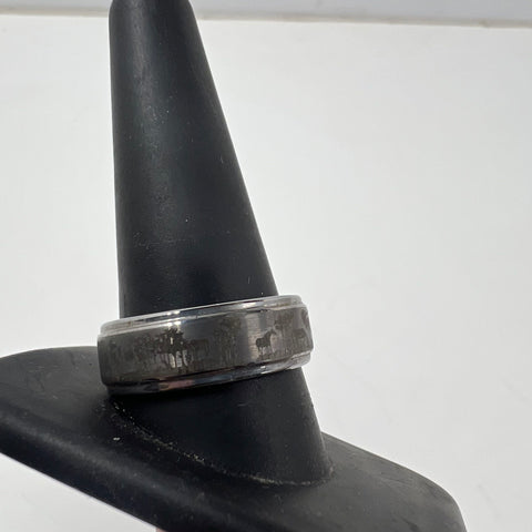 Tungsten Carbide Deer Forest Hunting Scene Wedding Band Ring Size 11