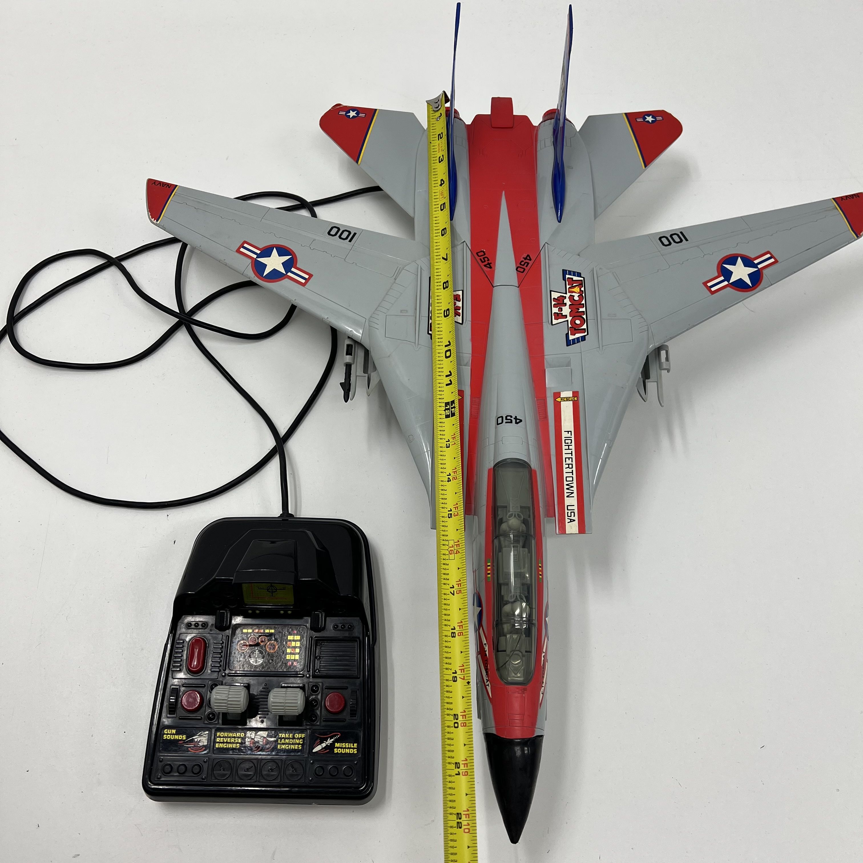 New Bright F-14 Tomcat Navy Fighter Jet RC Plane Red and Blue with Headset