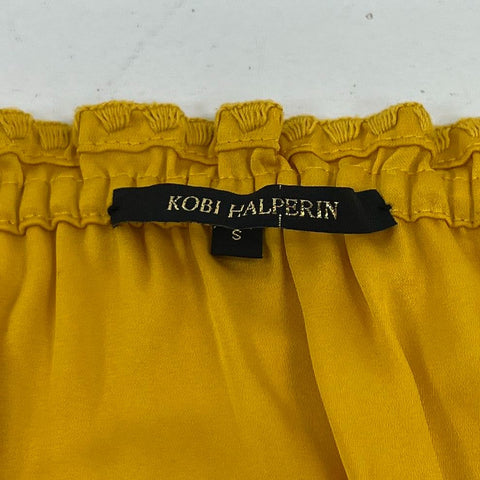 Kobi Halperin Mustard K916D2 Silk Blend Off-Shoulder Peasant Blouse Women's S