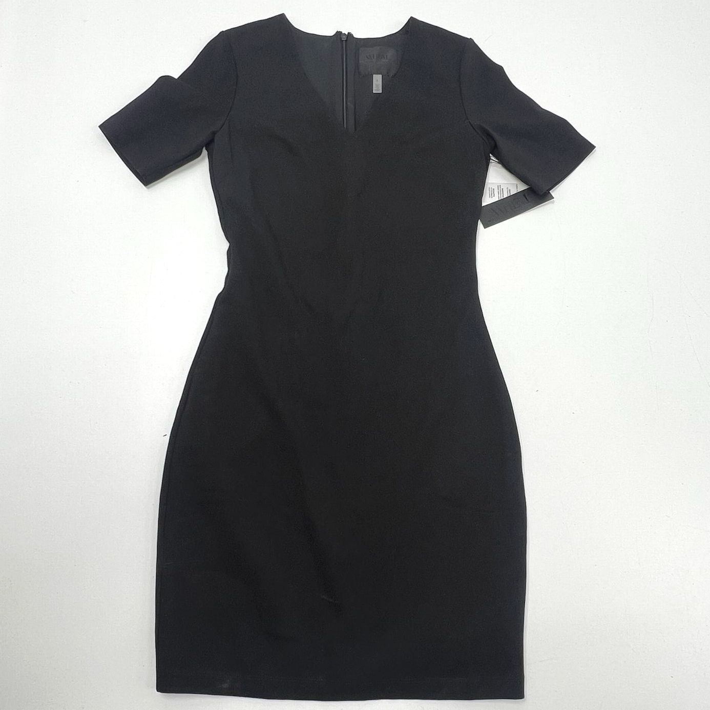 WHBM Aura Collection V-Neck Power Sheath Dress Black Size 4 NWT