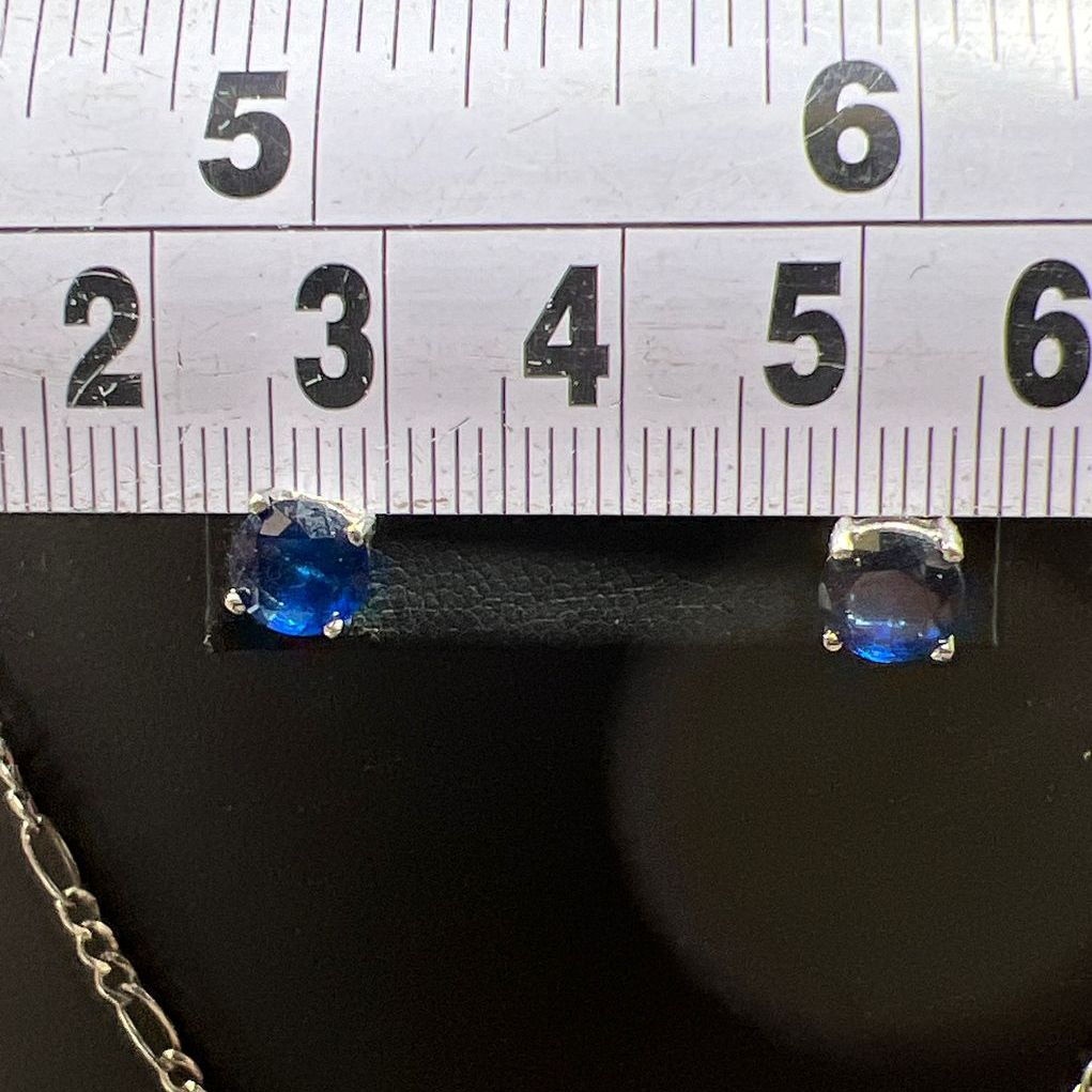 925 Sterling Silver Blue Rhinestone Necklace & Earrings Set