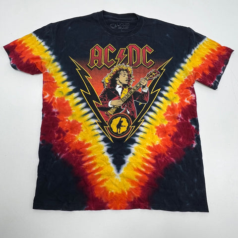 Liquid Blue AC/DC Angus Young Tie-Dye Rock Band T-Shirt Sz L