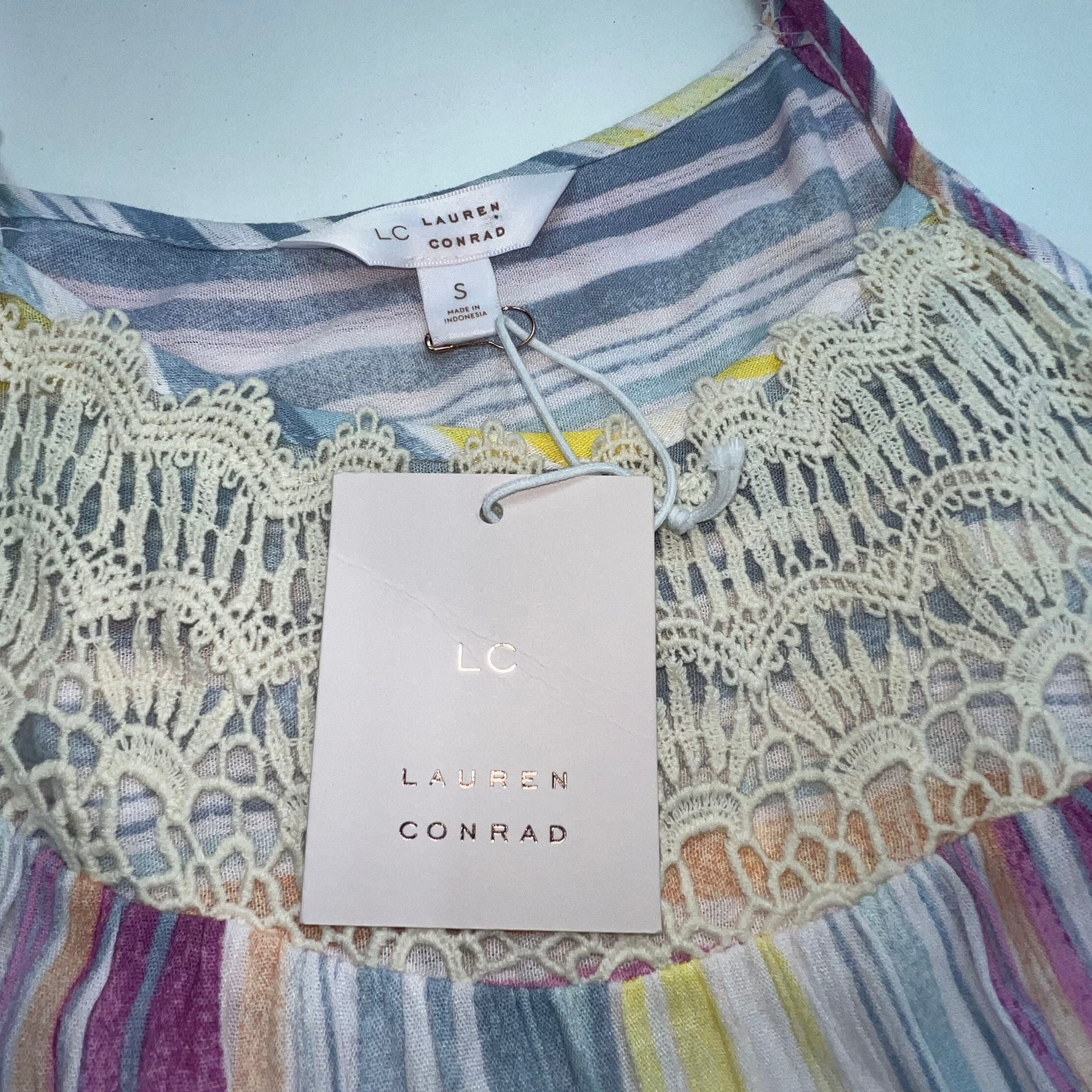 NWT Lauren Conrad Maxi Watercolor Multi Stripes Sundress Women's Small $74