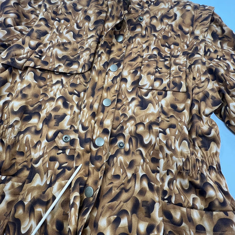 Beau Hunter Brown Abstract Animal Print Utility Safari Jacket Women's L