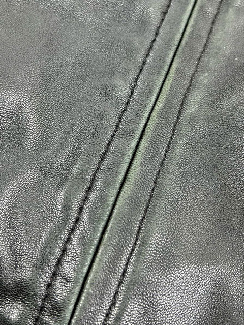 Vintage 90s Members Only Leather Bomber Full Zip Jacket Black Sz L